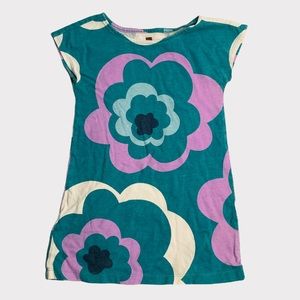 Tea Collection, Size 3 Years, short sleeve cotton teal and purple dress